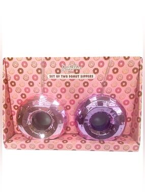 Donut Sipper Cups Set of 2 Metallic Pink & Purple Party Birthday Drink Tumblers